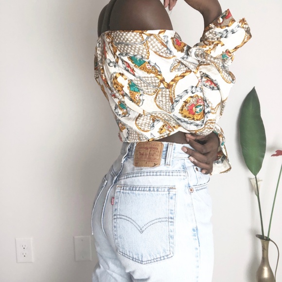 Vintage Baroque Crest Button Down Blouse Top - Picture 8 of 8